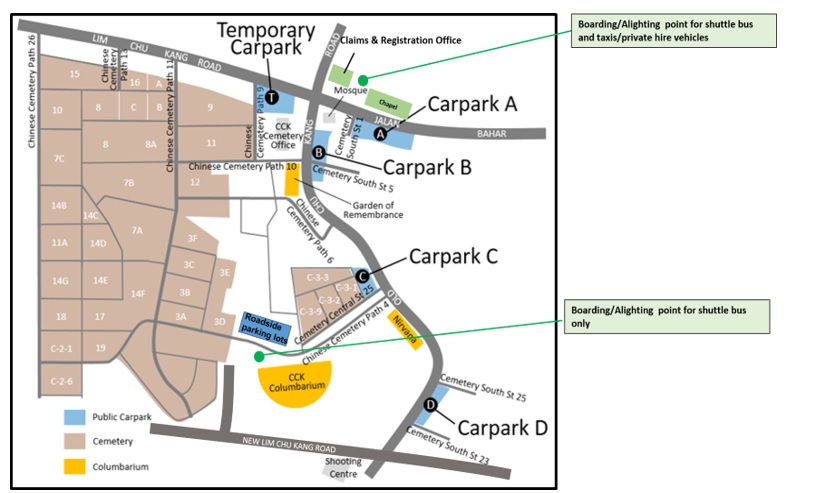 Location Map of Choa Chu Kang Chinese Cemetery