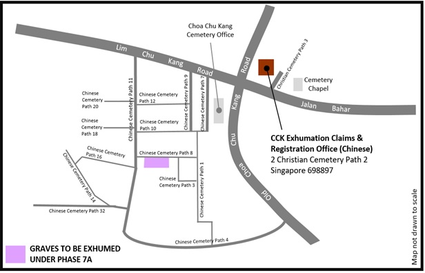 Location map of graves to be exhumed under 7A location map 7A
