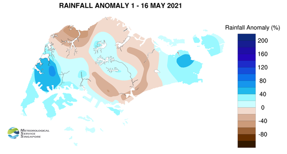 Rainfall 1-16 May 2021