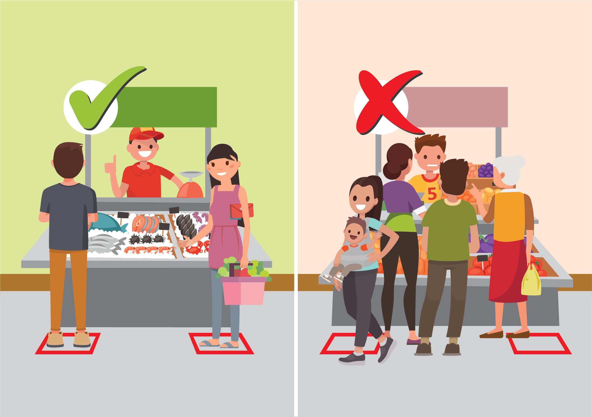 Safe distancing measures at markets Safe distancing measures at markets