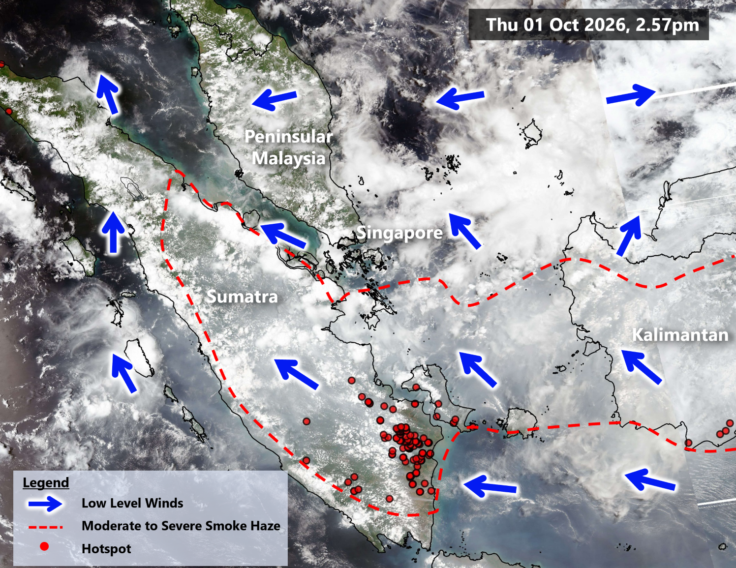 Haze hotspots as of 1 October 2026