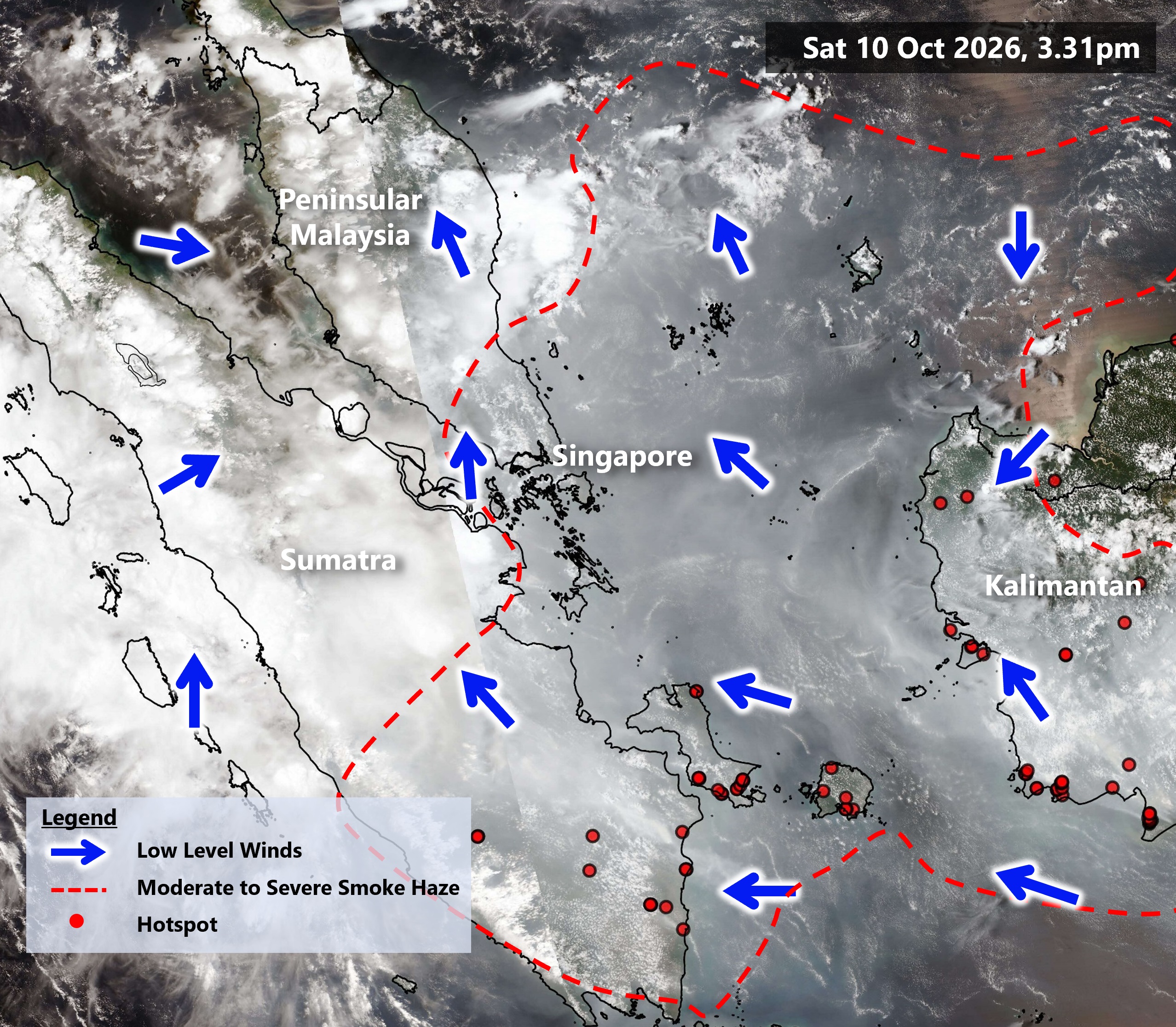 Haze hotspots as of 10 October 2026