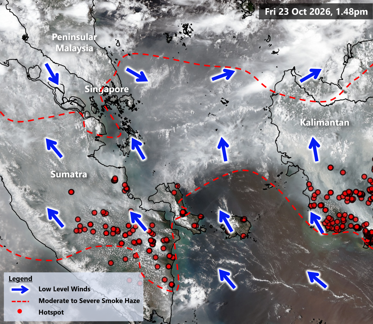 Haze hotspots as of 23 Oct 2026