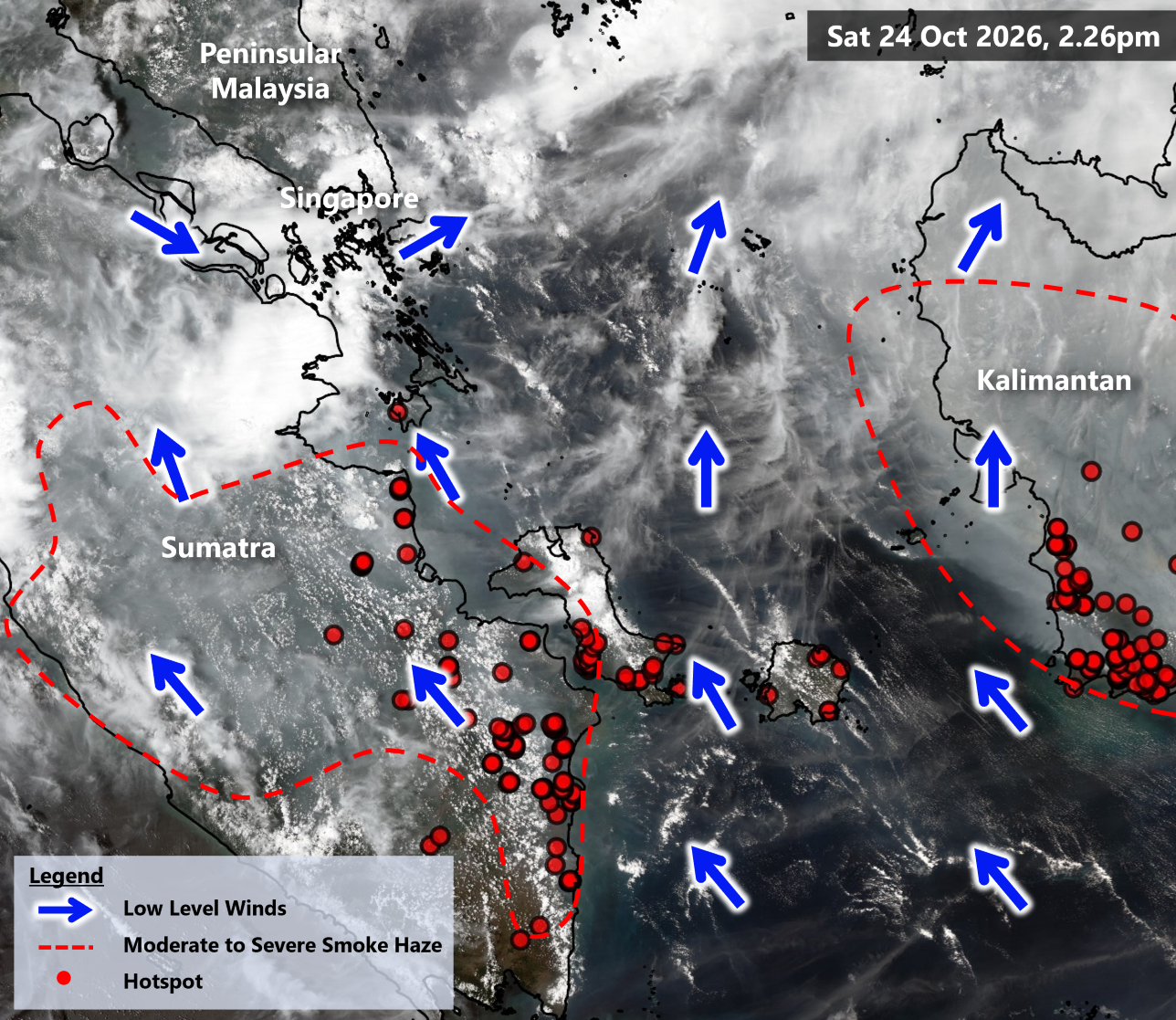 Haze hotspots as of 24 Oct 2026