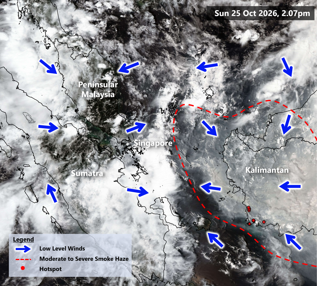 Haze hotspots as of 25 Oct 2026