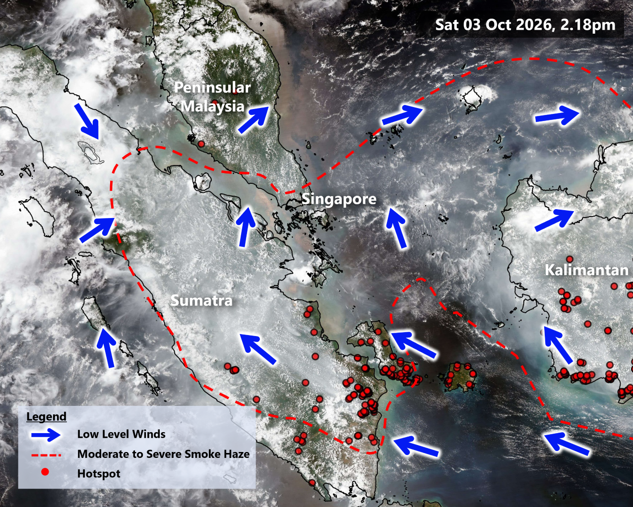 Haze hotspots as of 3 October 2026