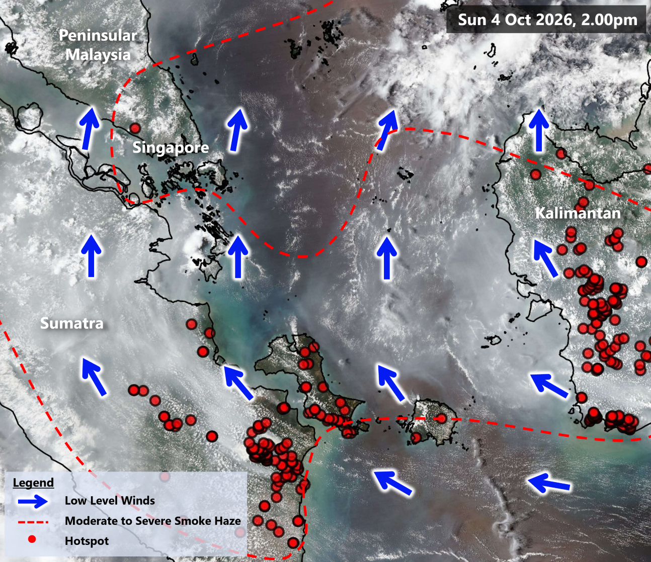 Haze hotspots as of 4 October 2026