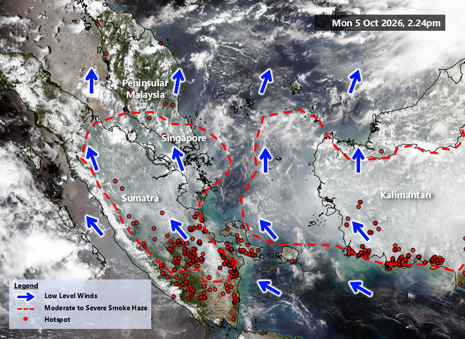 Haze hotspots as of 5 October 2026
