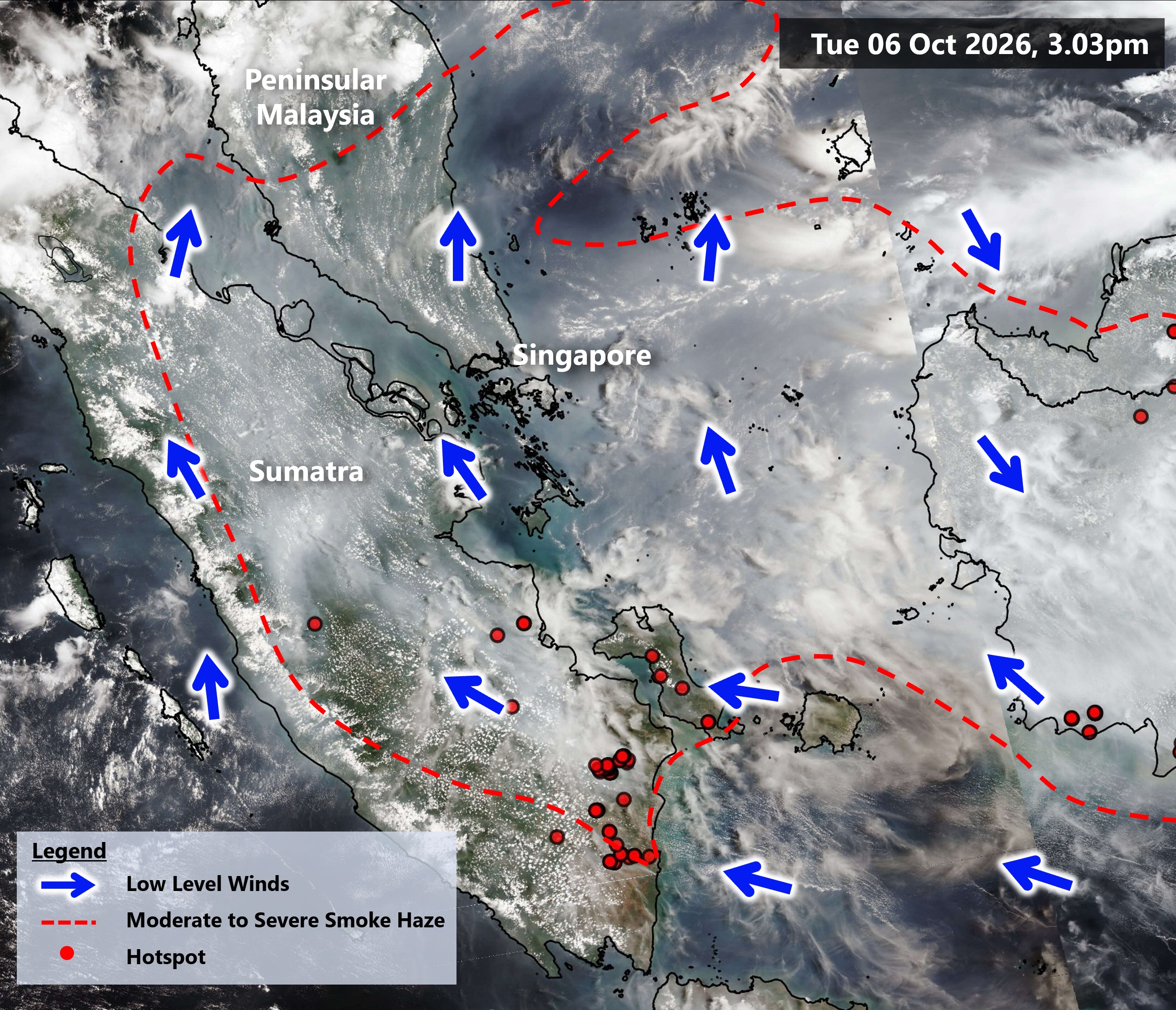 Haze hotspots as of 6 October 2026