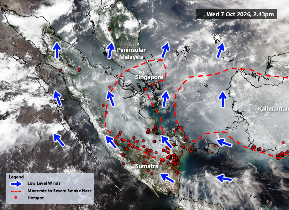 Haze hotspots as of 7 October 2026