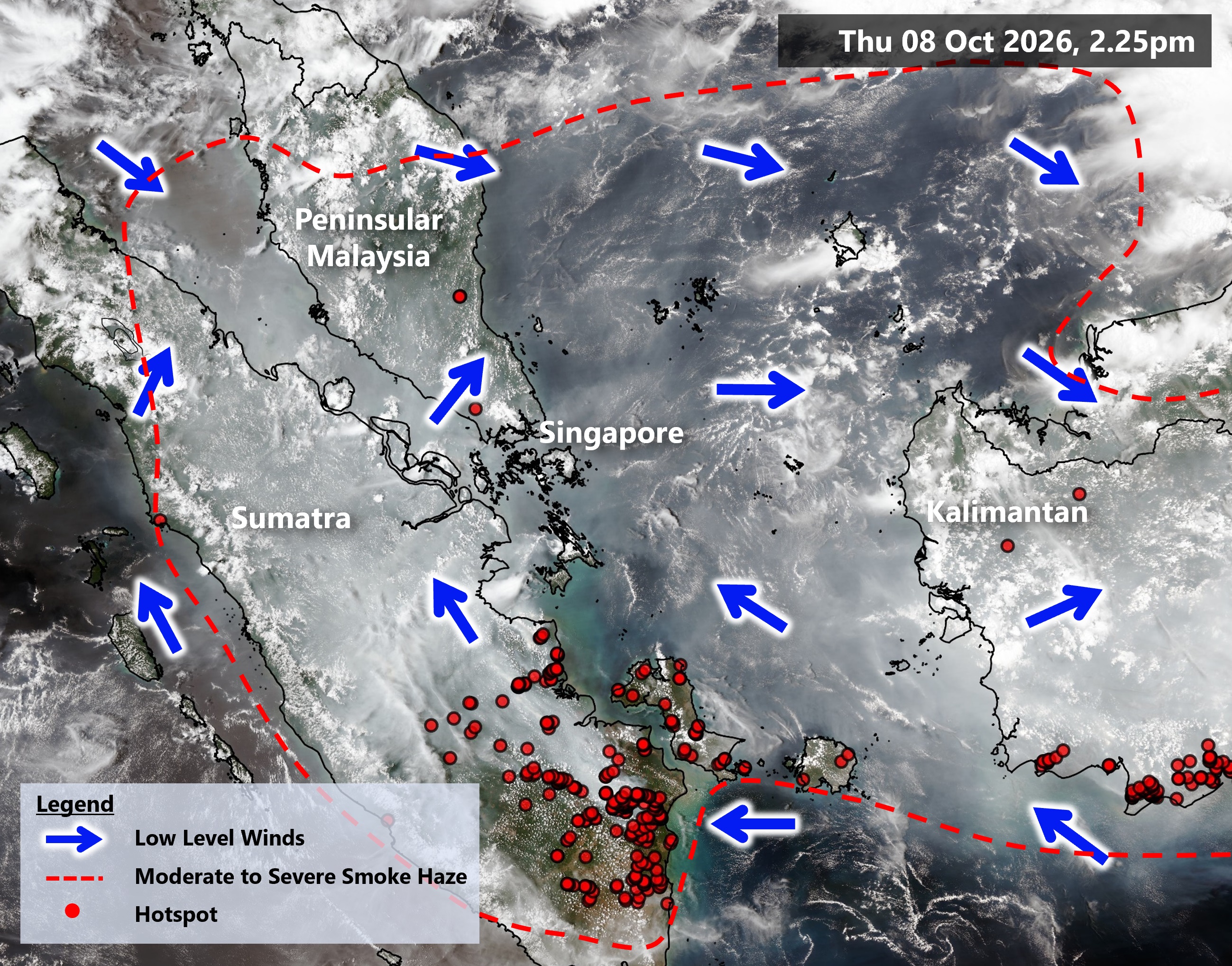 Haze hotspots as of 8 October 2026