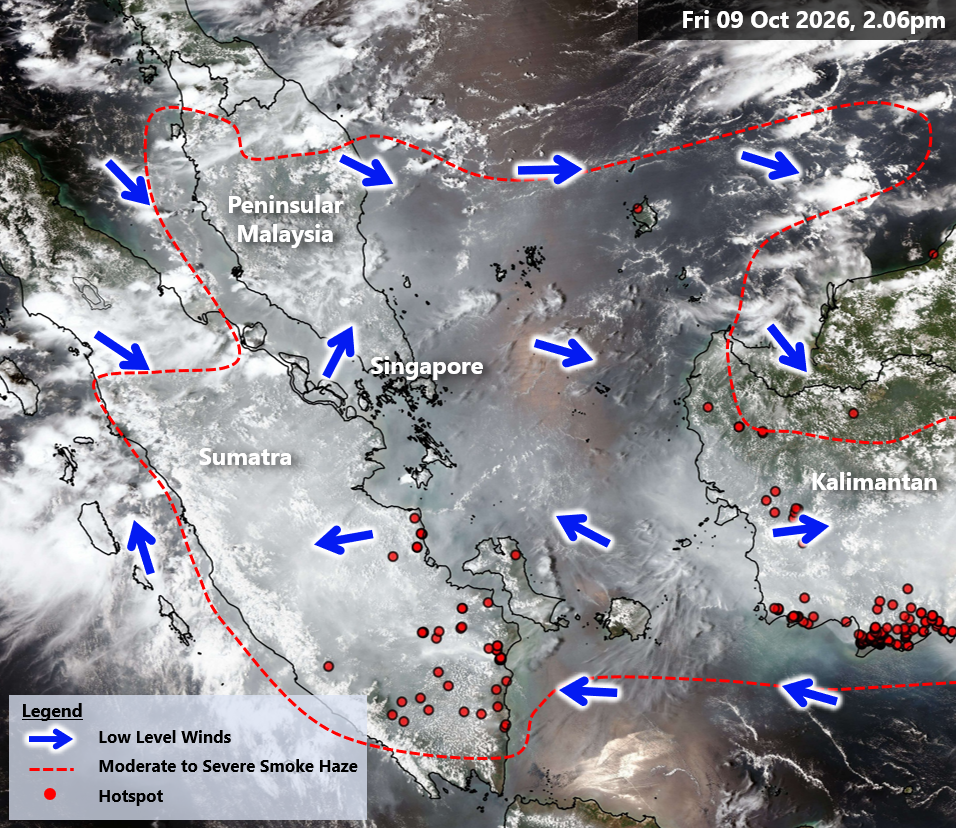 Haze hotspots as of 9 October 2026